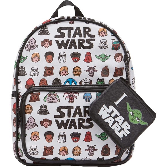 Disney Handbags - Disney STAR WARS 10.5" PU Leather Backpack w/ coin purse, Chewbacca, Yoda, Darth